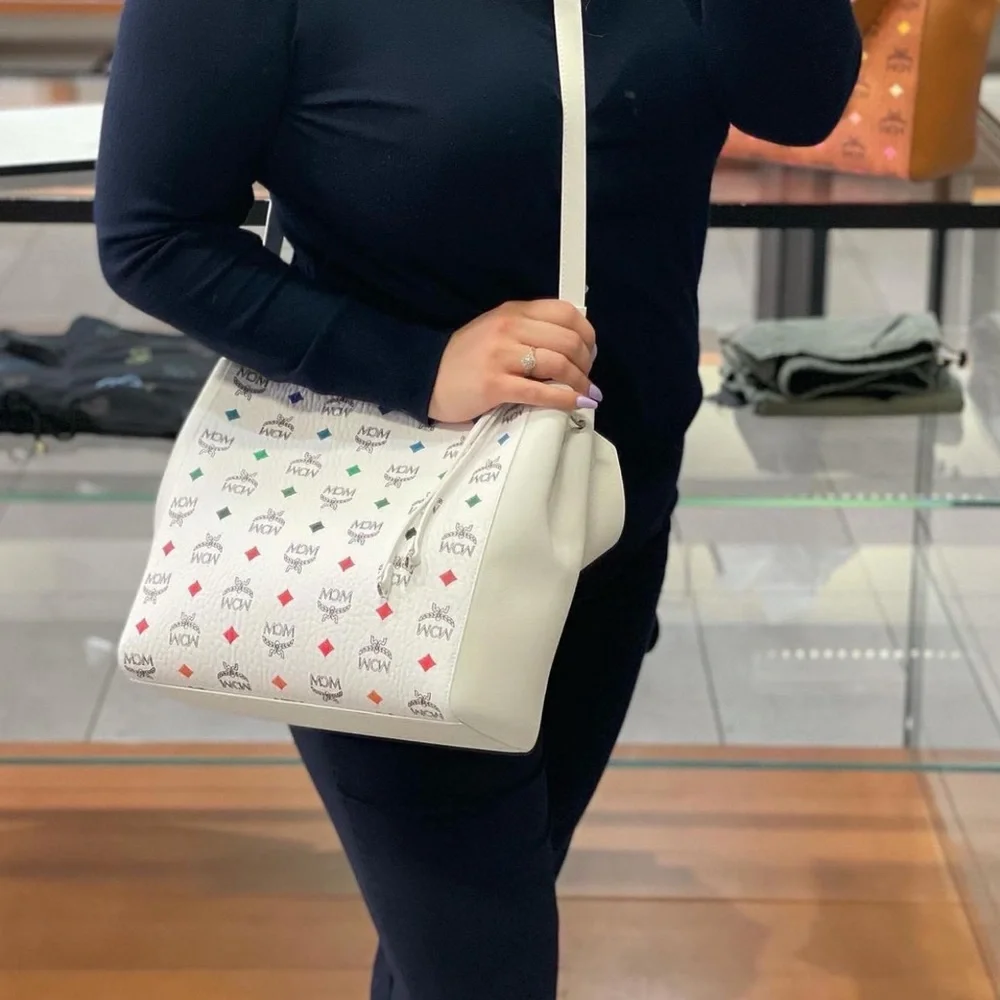 MCM white color medium size hobo$850+ tax - Picture 6 of 9